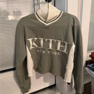 Kith Olive and White V-Neck Top